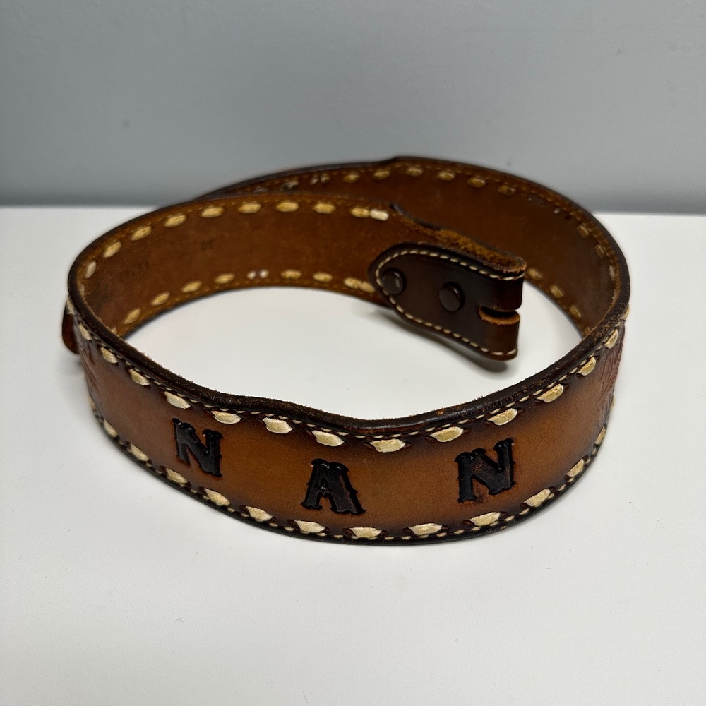Tony Lama Tooled Cowgirl Leather Women's Belt "NAN " Engraved Size 30